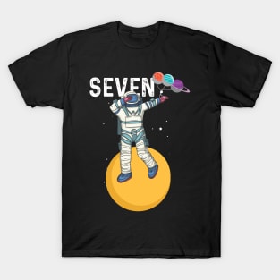 Kids 7 Years Old Outer Space 7th Birthday Gift T-Shirt